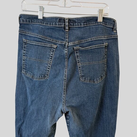 St John's Bay Size 18 Womens Distressed Hem Y2K Spandex Straight Boot Cut Denim - Picture 5 of 10